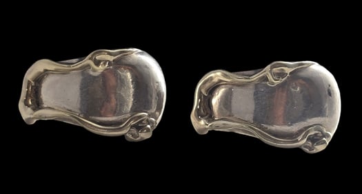 Vintage Hand Made Partially Gilt Sterling Silver Electroform Designer Earrings