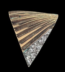 Vintage Modern Style Partially Gilt Sterling Silver & Gemstone Pendant