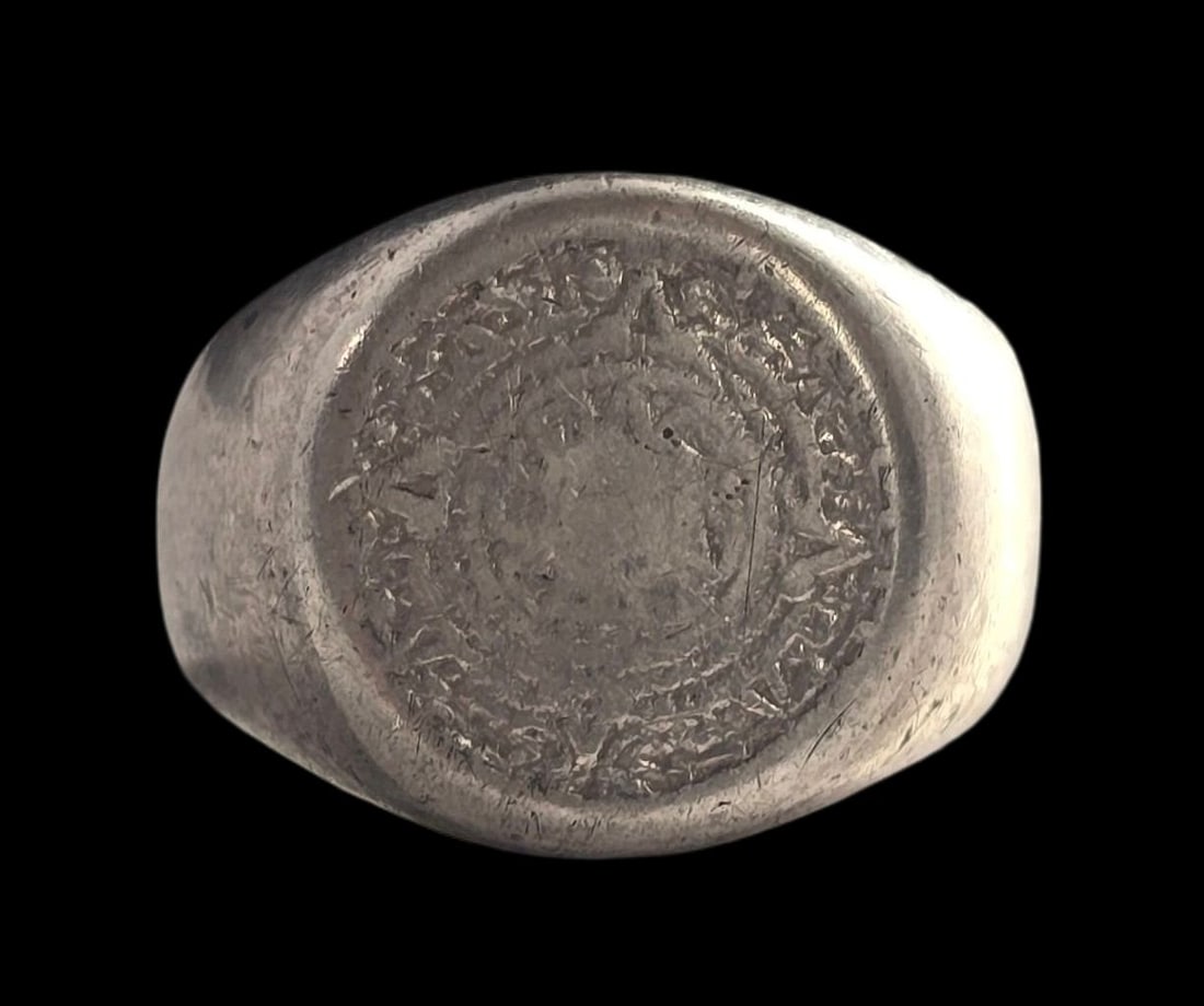 Vintage Mid-Century Mexican Sterling Silver Mayan Theme Ring: Good vintage condition with some wear and patina according to age. The ring is a size 7 and weighs ca. 12.5 grams. Marked for Sterling Silver. SHIPPING: We ship in-house and charge a flat fee of $12 f