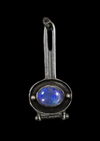 Vintage Mid-Century Modern Sterling Silver Pendant /w Opal