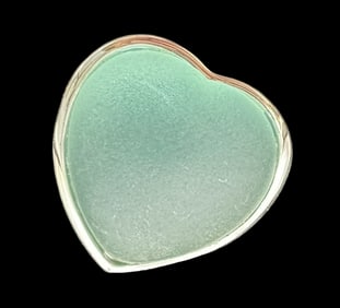 Vintage European Sterling Silver & Baby Blue Murano Glass Heart Shaped Designer Ring