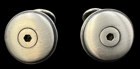 Stylish Vintage Brushed Silver Metal Cufflinks