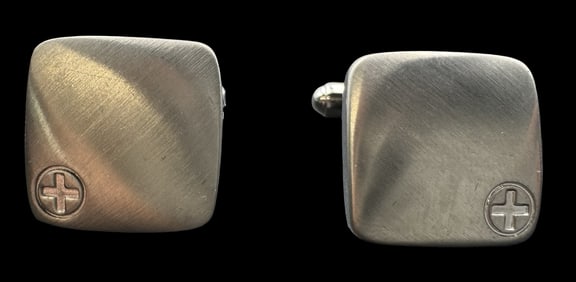 Stylish Vintage STRELLSON Switzerland Silver Metal Cufflinks