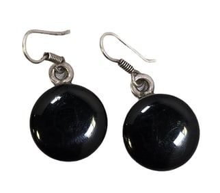 Vintage Sterling Silver & Black Onyx Earrings