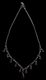 Stylish Vintage Sterling Silver & Garnet Pendant Necklace