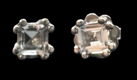 Vintage Sterling Silver & Clear Gemstone Earrings