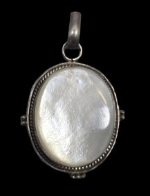 Vintage Mid-Century Modern Sterling Silver & Mother of Pearl Pendant