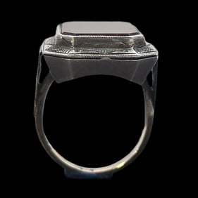 Vintage Mid-Century Modern European 835 Silver & Carnelian Designer Ring - New Old Stock