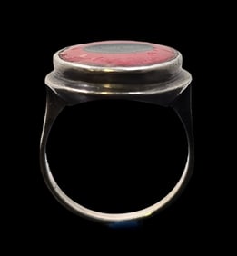 Unusual Vintage European 835 Silver & Enamel Ring