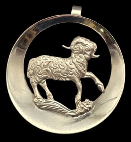 Vintage European 835 Silver Ram / Aries Zodiac Pendant