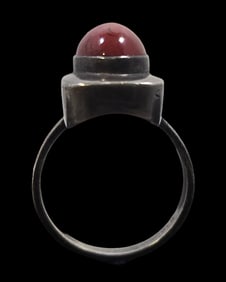 Vintage Mid-Century Modern Brutalist Sterling Silver & Red Jasper Ring