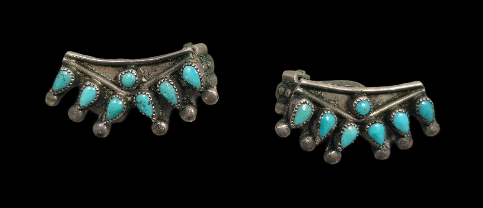 Vintage Native American Zuni Sterling Silver & Turquoise Earrings (1 of 7)