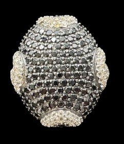 Stylish Large Vintage Sterling Silver & Gemstone Cluster Cocktail Ring