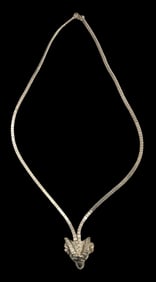 Vintage Sterling Silver Ram's Head Pendant Necklace