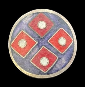 Stylish Vintage 1970s Mid-Century European Silver & Cloisonne Enamel Ring