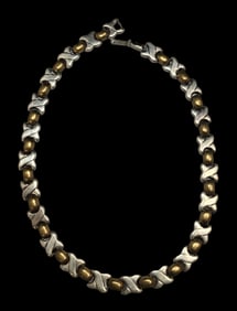 Vintage TAXCO Mexico Partially Gilt Sterling Silver Necklace