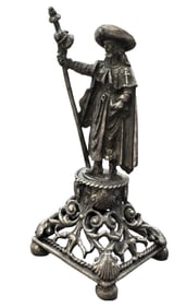 Rare Antique European Christian Sterling Silver Saint Jacob Pilgrim Miniature Figurine