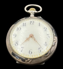 Antique 1900s Swiss 800 Silver Ladies Pocket Watch