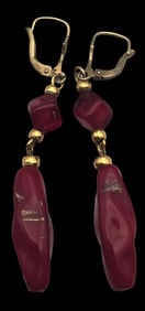 Vintage Italian Gilt Sterling Silver & Art Glass Earrings