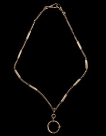 Antique ca. 1910 European Gold Plated Metal Pocket Watch Chain