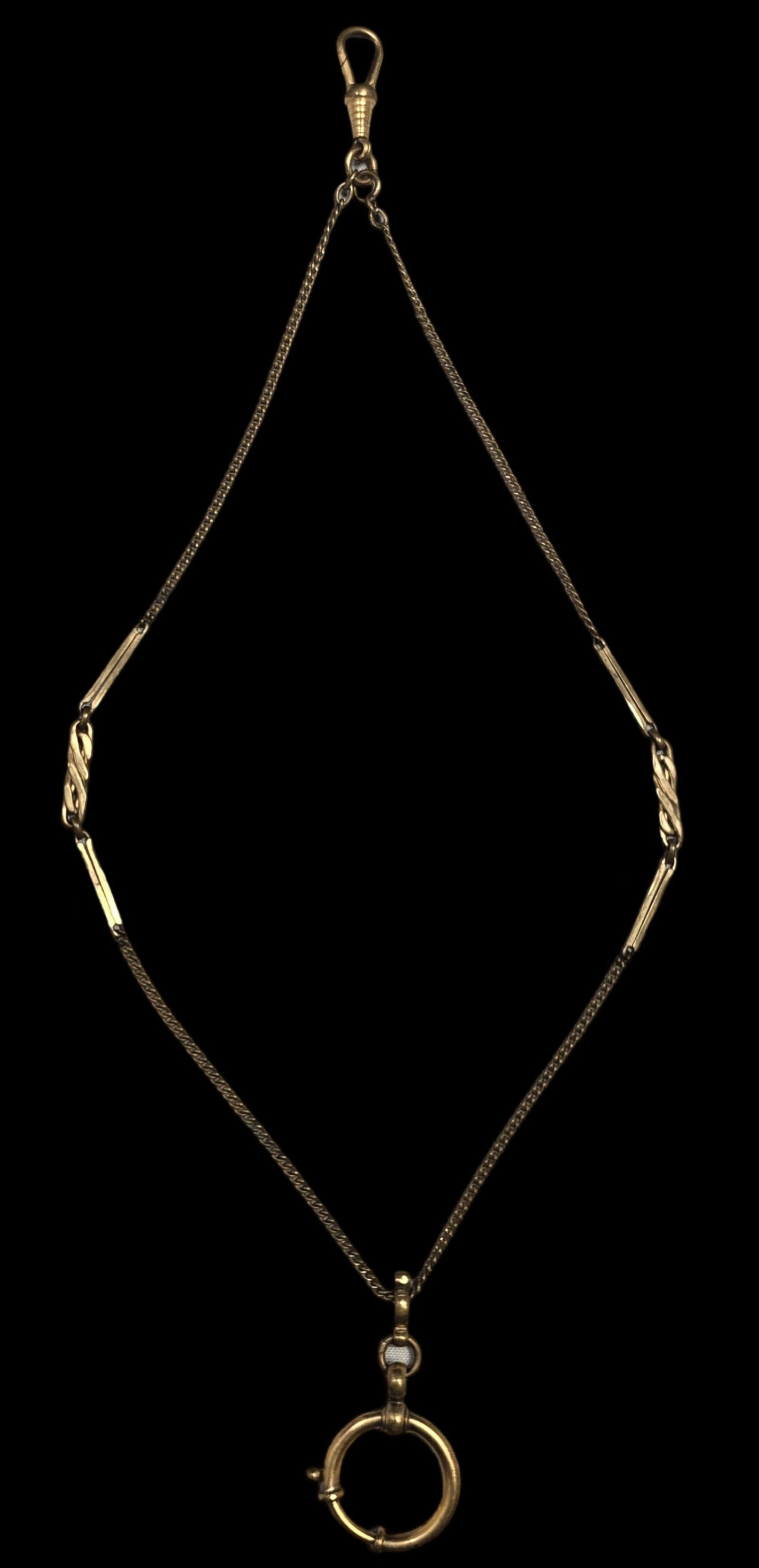 Antique ca. 1910 European Gold Plated Metal Pocket Watch Chain (1 of 6)