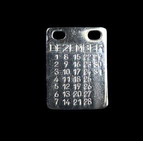 Vintage Mid-Century European 835 Silver December Calendar Pendant