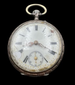 Antique 1900s Swiss 800 Silver Pocket Watch