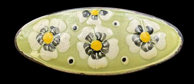 Vintage 1950s European Hand Painted Enamel Flower Brooch