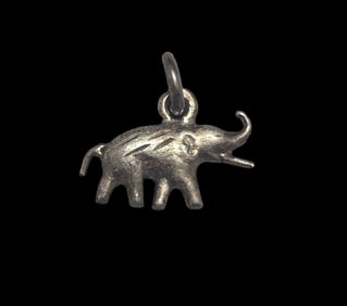 Vintage Sterling Silver Elephant Pendant Charm