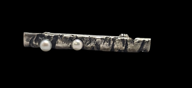 Vintage European 800 Silver Bar Brooch Pin
