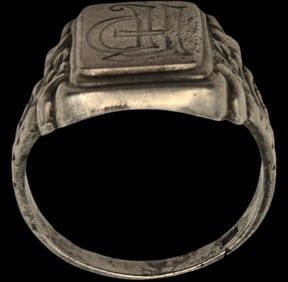 Vintage European 800 Silver "FP" Monogram Mens Seal Ring