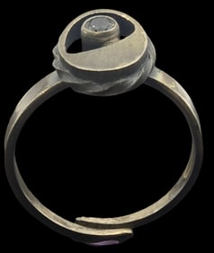 Vintage Mid-Century Modern Finnish Sterling Silver & Rock Crystal Designer Ring