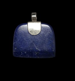 Vintage Mid-Century Modern European 835 Silver & Lapis Lazuli Pendant