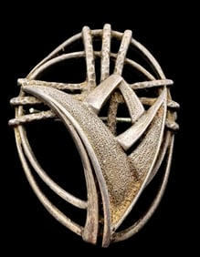 Vintage Mid-Century Modern Sterling Silver Designer Brooch