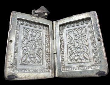 Ornate Vintage Sterling Silver Picture Locket Pendant