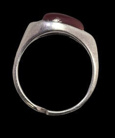 Vintage Mid-Century Modern European 800 Silver & Carnelian Designer Ring