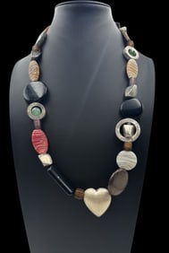 Vintage European Multi-Gemstone Necklace /w Sterling Silver Elements