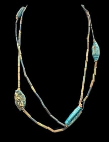 Unusual Antique ca. 1500 BC Ancient Egyptian Faience Necklace