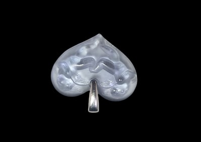 Vintage LALIQUE France Frosted Crystal Heart Pendant