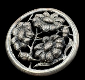 Ornate Vintage European Designer 900 Silver Designer Brooch Pendant