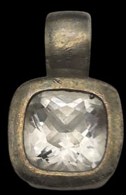 Vintage Sterling Silver & Rhinestone Designer Pendant