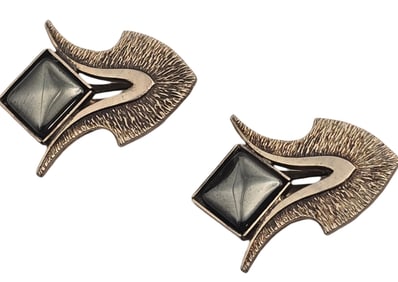 Vintage Mid-Century Modern Sterling Silver & Black Onyx Designer Necklace