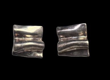 Large Vintage Handmade Electroform Sterling Silver Earrings