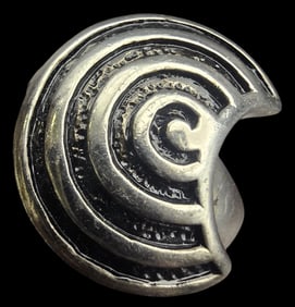 Vintage Mid-Century Modern Sterling Silver & Black Enamel Ring