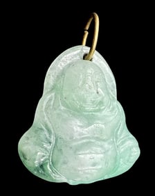 Vintage Hand Carved Asian Jade Buddha Pendant Charm