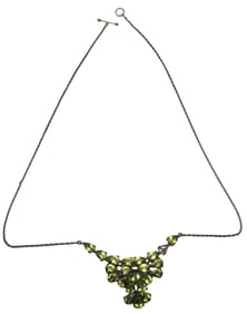 Stylish Vintage Sterling Silver & Green Peridot Pendant Necklace
