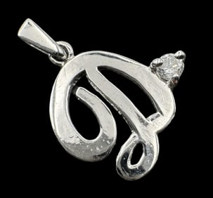 Vintage Sterling Silver & Gemstone Letter "D" Pendant Charm