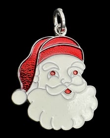 Vintage Sterling Silver Santa Claus Christmas Pendant Charm