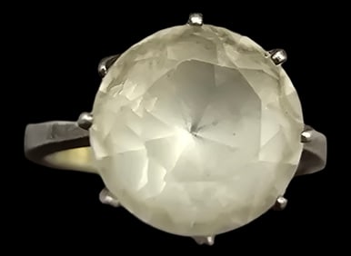 Vintage Mid-Century European 835 Silver & Rock Crystal Ring