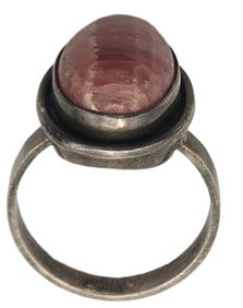 Vintage Mid-Century Sterling Silver & Oval Rhodochrosite Gemstone Ring